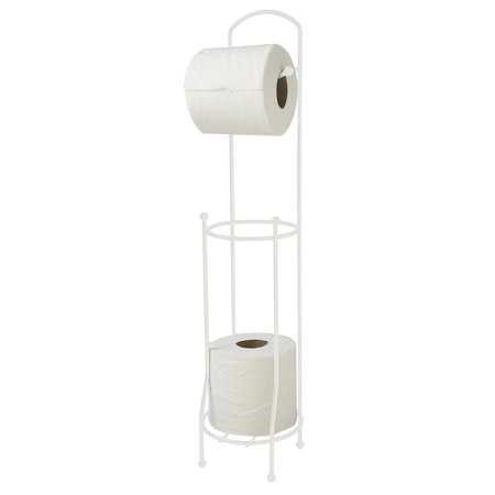 HOME BASICS Home Basics Free-Standing Vinyl Coated Steel Dispensing Toilet Paper Holder, White ZOR96309